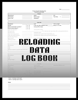 Reloading Data Log Book: Recording and Tracking Ammunition Handloading Details